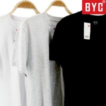 BYC 순면 반팔티 이너 흰티 무지티셔츠 30수 흰색 검정 회색 3종