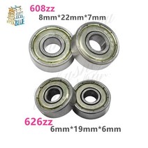 5pcs 볼 베어링 608zz 623zz 624zz 625zz 635zz 626zz 688zz 3d 프린터 부품 깊은 홈 플랜지 풀리 휠, 01 624ZZ