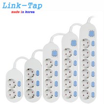 [사은품행사] Link-Tap 링크탭 2구 3구 4구 5구 6구 개별 스위치 1.5m 3m 5m 10m 16A 2800w 국산 안전 절전형 멀티탭, 3구 개별 5m