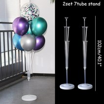생일 풍선 레터링 파티룸 조정 가능한 테이블 풍선 아치 키트 DIY 생 헬륨풍선 브라이덜샤워, 07 2set 102cm stand
