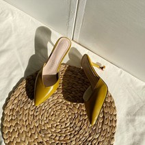 8cm 스틸레토 뮬 슬리퍼 하이힐 뾰족 하트굽 여성구두