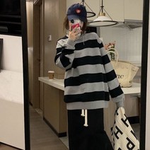 여성긴팔 스트라이프 맨투맨 여성 의류 봄 가을 루즈핏 풀오버 맨투맨 상의