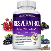 레스베라트롤 보충제 1800 mg 항산화 복합체 - 노화 방지 전반적인 건강 지원 면역 체계 및 뇌 기능을 위한 매우 강력한 천연 트랜스-레스베라트롤 알약 남성 여성용 90, 90카운트(1팩)