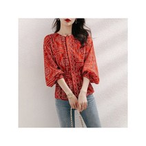 면마블라우스 면린넨 여성의류 여름옷 스타일리쉬 와이셔츠 실크 누에실 상의 칠부 소매 항저우 거물급 초산 2239838953, 사진 색 L