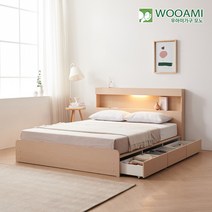 우아미가구 모노 피크 LED 수납침대 슈퍼싱글 퀸 킹, 메이플