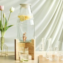 대용량 워터저그 카페 용품 정수기 유리 음료디스펜서 쥬스 차 파티 홈 수도꼭지 원목받침대, 미라주 음료 디스펜서 8L