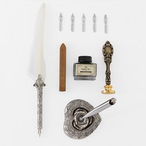 켈라그라피깃털펜 명품만년필세트 비둘기볼펜 딥펜 거치대 화이트