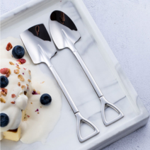 (4개) 재미있는 디저트 티스푼 세모삽 + 네모삽, 사각형(4개)