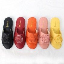 고급 가죽실내화 국화봉합 여성 실내슬리퍼 레자 거실화 6color, 2.레드