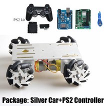 취미 앱/PS2 제어 스마트 자동차 섀시 60MM 메카넘 휠 RC 로봇 바퀴 탱크 키트 아두이노 DIY 세트 MC101 용, [06] Silver PS2