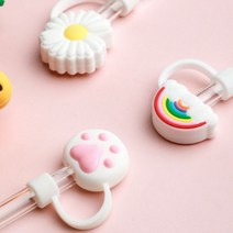 텀블러 스트로우 빨대 구멍 실리콘 마개 뚜껑 커버 캡, 2-빨대마개-데이지꽃
