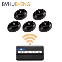 BYHUBYENG 무선 사무실 호출 고객 센터 Botao Sem Fio Boton De Panico Bureau 부저 버튼 호출 시스템 Campanilla, 1 버튼 5 호출기
