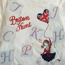 옷리폼 의류 반짝이 스티커 전사지 빅 알파벳 핫픽스 부자재 모티브 티셔츠 DIY 키트, W