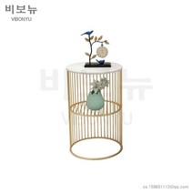 북유럽 마블 미니 골드 대리석 협탁 사이드테이블 티테이블 비보뉴, 금색 화이트
