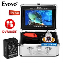 eyoyo 얼음 낚시 카메라 수중 휴대용 7quot 모니터 비디오 기록 어군 탐지기 720p 카메라 12 ir 조명 1024x600 ips 화면, 30m 케이블 x dvr(8GB)