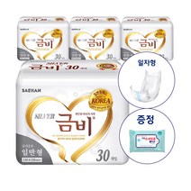 금비 일자형 실버패드 성인용 속기저귀 일반형 4팩(120매) + 손세정물티슈증정, 30매입