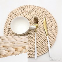리시안제이 35CM 원형 라탄 플레이팅 식탁매트 식탁위매트 테이블깔판
