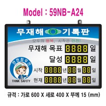 무재해기록판(넘버링 돌출형) 모델 59NB-A24 (수동식 숫자 돌림판) 규격 : 가로600X세로400X뚜께15(mm), 블랙알루미늄