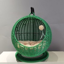 반려 고양이 숨숨집 해먹 바구니 라탄 하우스 상자, 스왐프 그린(pp 등나무)