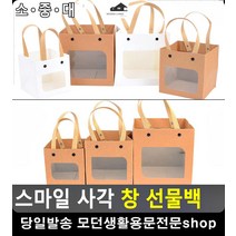 이사 떡선물 투명창 손잡이 사각 선물백 유치원선물 디자인소품 미니봉투, 소 - 화이트