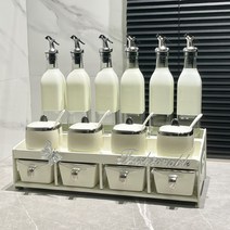 양념통세트 조미료 양념통 선반 Shuben 보관 상자 주방 항아리 병 세트 소금 설탕 홈 스토리지 랙, 4. 15입 밀크실버 사각 항아리 서랍모형 [밀크화이트