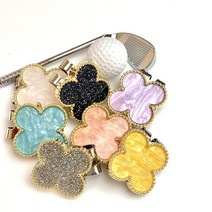 명품 클로버 볼마커 호피 반짝이 큐빅 반클립 볼마커 특별한 골프악세사리 여친 와이프 골프용품 라운딩 필드 야간라운딩 골린이 필수품 골프기념품, 펄골드