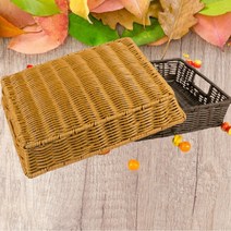 직사각 손잡이 라탄바구니 과일 빵 브레드 바스켓 장식트레이, 2라탄트레이-딥브라운
