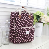 하트무늬 네모난가방 손잡이 학생 천백팩 접는 어깨에 접히는백팩 학생가방