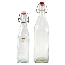 보니토 사각 스윙병 500ml 1000ml 오일 소스 양념 유리 병 보관 밀폐 용기 통 드레싱, 보니토.사각.스윙병.1000ml