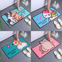 1+1 빨아쓰는 귀여운 규조토 발매트 주방매트, 겸둥이+펜더