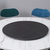 식탁 테이블 유리 회전 중식당 식당 원탁 이탈리아식 암판 식탁 회전판 원탁 회전 받침대 가정용 원형 회전대 식탁 원반 수동 회전대, 로렌 블랙 골드 지름 70cm 두께 12mm 회전판