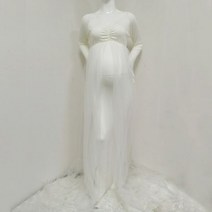 만삭사진 원피스 셀프 만삭촬영 드레스 여성 사진 촬영 출산 긴소매 메쉬 긴 복장 옷