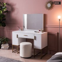 [에넥스 ENNEE]더블링 샤이니 와이드거울 화장대, 화이트,베이지:화이트