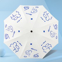 커플 자동우산 귀여운 캐릭터 토끼 튼튼한 명품 3단 맑다 우산 검은 접다 맑다 비 겸용 우산 깜찍하다 휴대용 양산 고무우산