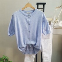 상상그이상 여성용 촉감왕 린넨 반팔 라운드 니트 가디건