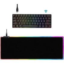 AiLOVEREN 무선유선 60% 기계식 게이밍 RGB 미니 키보드 및 대형 마우스 패드 콤보 블루투스 TypeC 유선 61키 블루 스위치 PCMAC 노트북 휴대폰 게이머타이피스, type-C Wired