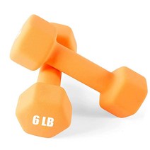 Portzon 네오프렌 덤벨 2개 세트와 호환되는 10가지 색상 옵션 0.5-6.8kg 미끄럼 방지 롤 방지 육각 모양, 06-Pound Pair