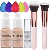 [정품] 2팩 PHOERA 파운데이션 샌드 105 및 페이스 프라이머 리퀴드 풀 커버리지, 101 Porcelain
