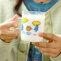 홈카페 예쁜 내열 유리컵 유리잔 by 디저트베어 [곰 곰돌이 홈 카페 디자인 일러스트 이쁜 컵 잔], 단품