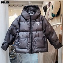 DFMEI 여 쇼트 패딩 화이트 라이트 코트