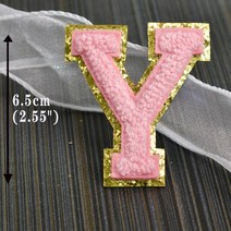 오바로크패치 6.5cm 핑크 영어 글자 패치 의류용 아이언 자수 아플리케 용품