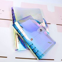 A5 A6 A7 PVC 레인보우 레이저 투명 노트 일기 커버 반짝이 루스 리프 노트 북 플래너 클립 사무용품 다이어리