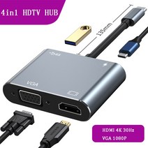 11 8 7 6 5 4 IN1 USB Tipo 유형 C 허브 도킹 스테이션 MacBook Mini 용 듀얼 4K HDTV VGA PD RJ45 이더넷, 04 4 IN 1 VGA