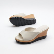 핏이 예쁜 가죽 웨지 뮬 슬리퍼 통굽 키높이 8cm