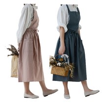 아미에뜨 클래식 서유럽풍 생활방수 린넨앞치마, 스모크핑크