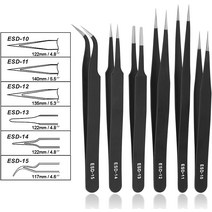 두께측정기 ESD 족집게 도구 키트 정밀 정전기 방지 스테인레스 스틸 납땜 전자 제품 공예 실험실 가정용 핸드 수리, 06 6PCS set, 06 6PCS set