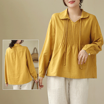 봄/여름_(당일출고) 티렌 린넨 아코디언 주름 탑 (알렌브)