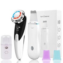뷰티디바이스LED Face Light Therapy Lifting Device Ultrasonic Skin Scrubber Electric Facial Massager, 01 Type 1 White