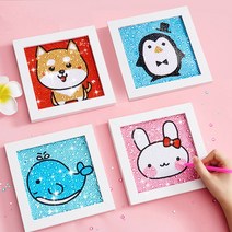 아이룸데코 액자형 펭귄 보석십자수 DIY 키트, 1세트
