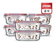 코렐 파이렉스 스누피 4면밀폐 510ml 620ml 630ml 6P, 없음, 1세트